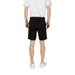 Black Men’s Belted Shorts displayed with a stylish black belt and tailored fit