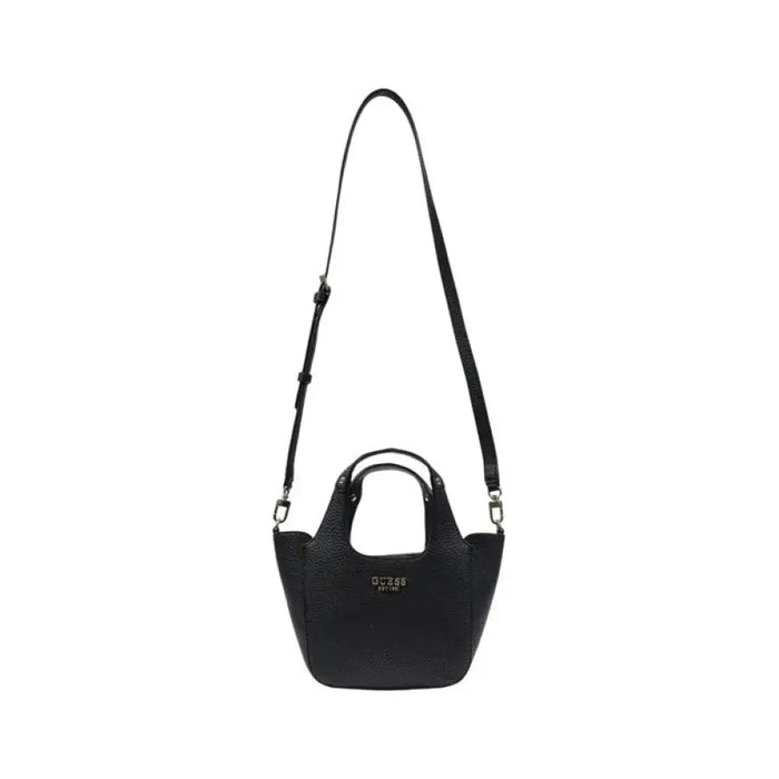 Black shoulder bag with adjustable strap from Guess Textured Handbag in Beige and Light Gray