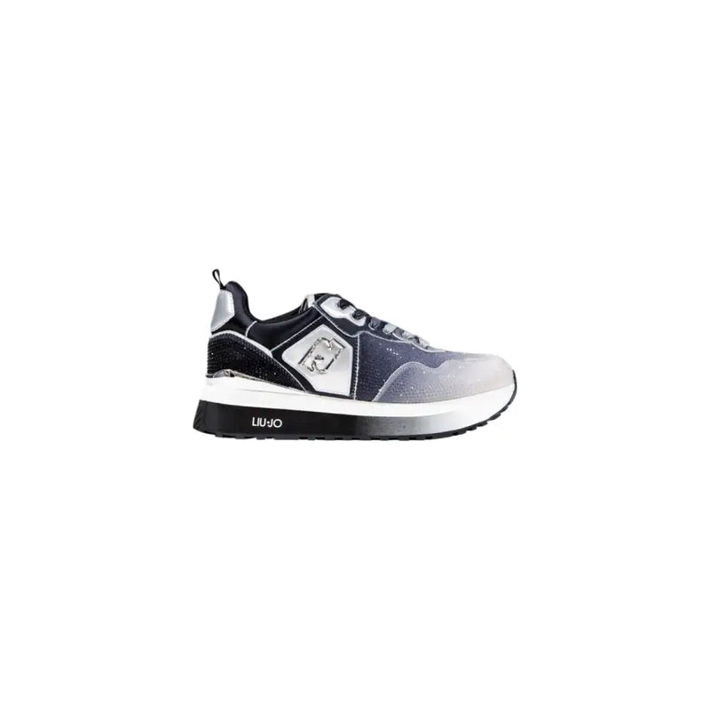 Black and silver gradient Liu Jo slip-on athletic sneaker with rhinestones and thick sole
