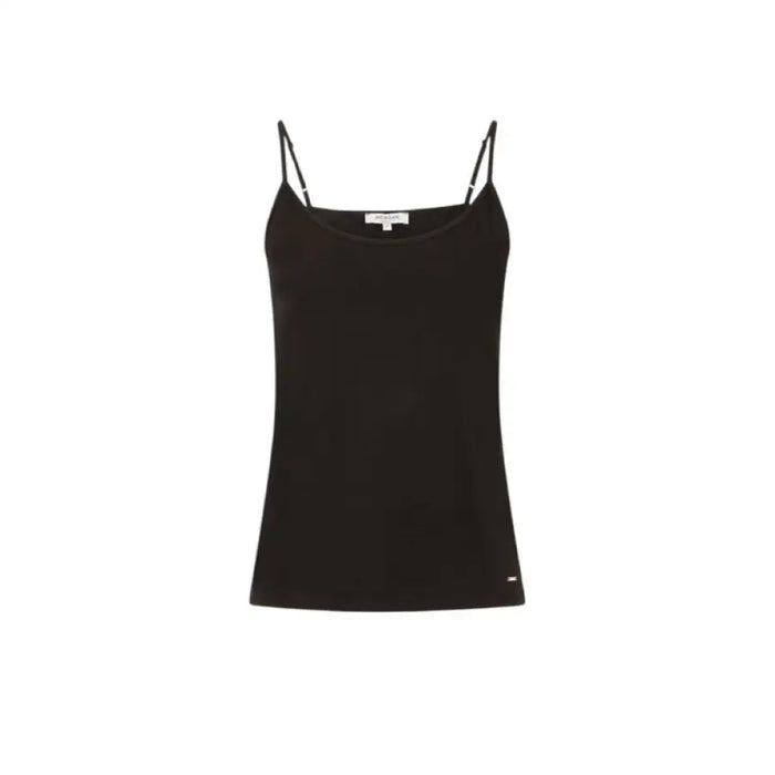 Black spaghetti strap tank top displayed in a women’s fashion apparel product image