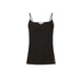 Black spaghetti strap tank top displayed in a women’s fashion apparel product image