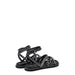 Black studded and chained sandal with ankle strap for stylish footwear