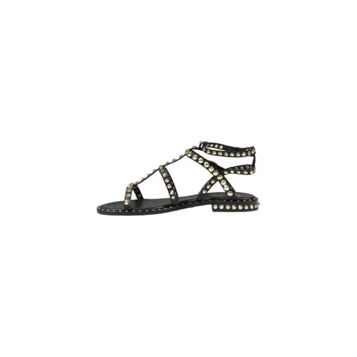 Black studded gladiator sandal showcasing fashionable and edgy footwear design