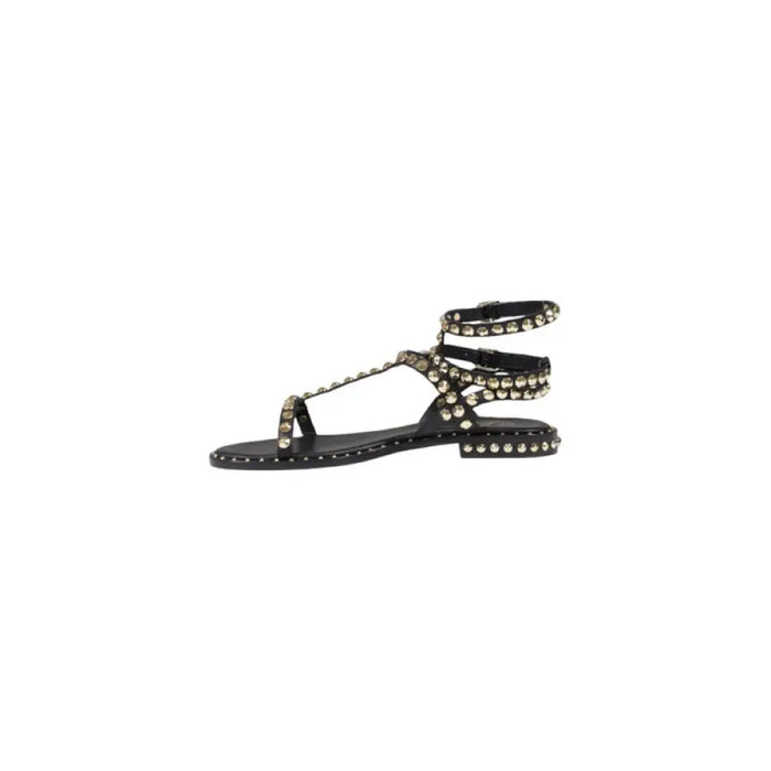 Black studded gladiator sandal showcasing a stylish and durable footwear design