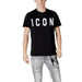 Black ICON text t-shirt from Icon Men, crafted from white cotton, round neck design