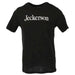 Jeckerson Men T-Shirt front view displaying Black t-shirt with Jeckerson printed in white text