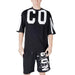 Black and white chef uniform set with T-shirt and shorts for professional kitchen attire