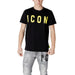 Black T-shirt featuring yellow ICON text from Icon Men White Cotton Round Neck T-Shirt