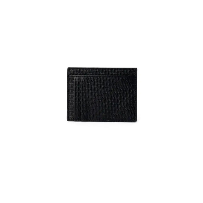 Black textured leather card holder with sleek design for stylish organization