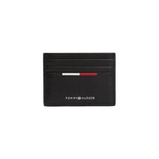 Black Tommy Hilfiger leather card holder displayed for purchase