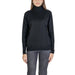 Black turtleneck sweater with side zippers displayed for fashion and style