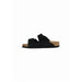 Black two-strap sandal displayed in the product image showing a stylish footwear option