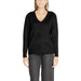 Clerè Women’s Long Black V-Neck Knit Sweater in elegant black color