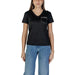 Black V-neck women’s t-shirt with chest pocket from Liu Jo, made of 100% cotton