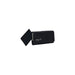 Black leather wallet and card holder with elegant floral design for sophisticated style