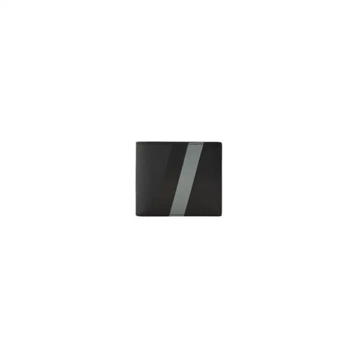 Black leather wallet with a gray stripe display in the product Black Leather Wallet with Gray Stripe
