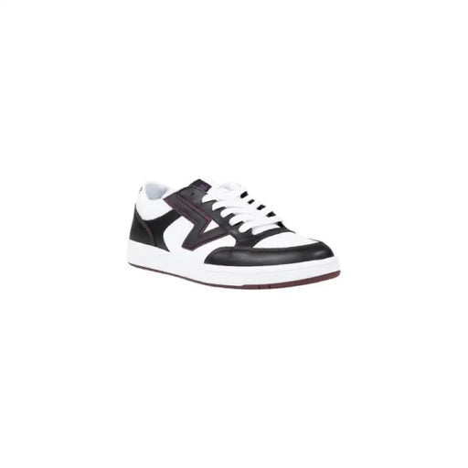 Black and white sneaker displayed in a product showcase