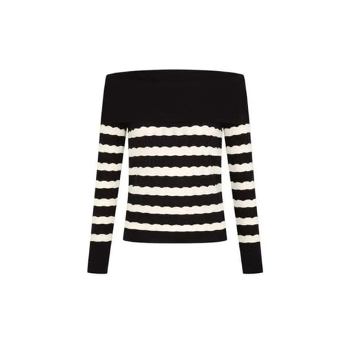 Black and white striped off-the-shoulder sweater by Morgan De Toi for women