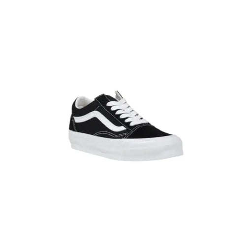 Black and white Vans sneaker displayed for sale in a product listing
