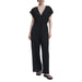 Black V Neck Embellished Wrap Jumpsuit displayed on a model showcasing elegant evening attire