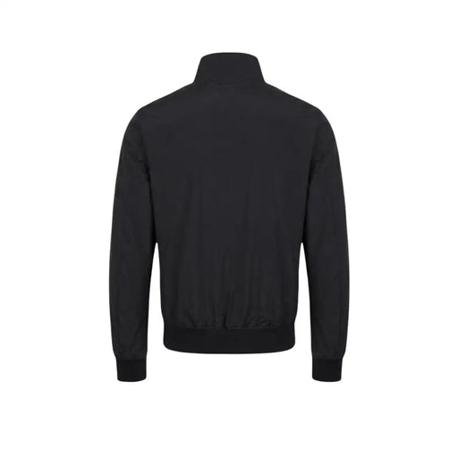 Blauer Blazer homme noir en polyamide, veste à col roulé zippé avec col montant et poignets côtelés (vue de face)
