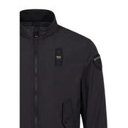 Black blauer men blazer with polyamide zip turtleneck jacket showing the back side of the garment