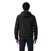 Blauer Blazer à capuche pour homme, veste en polyamide noir avec de subtiles finitions grises au col et à l'ourlet.