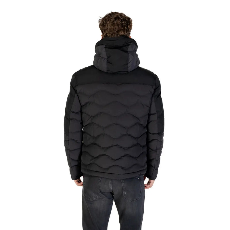Blauer Doudoune matelassée à capuche pour homme, col roulé noir, automne-hiver 25wbluc02152, motif à surpiqûres ondulées