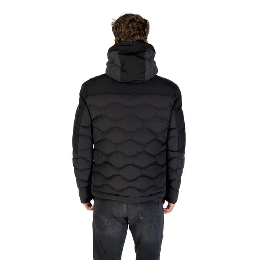Blauer Doudoune matelassée à capuche pour homme, col roulé noir, automne-hiver 25wbluc02152, motif à surpiqûres ondulées