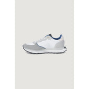 Blauer men sneakers grey leather lace up size 1 featuring white and gray design with blue accents and textured sole