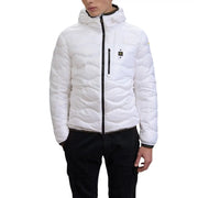 Blauer Doudoune blanche matelassée pour homme, fermeture éclair et finitions noires, en polyamide, collection printemps-été.