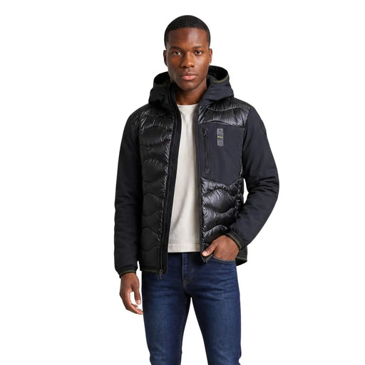 Blauer Doudoune matelassée noire pour homme en polyamide, avec capuche et poche poitrine zippée, idéale par temps froid.