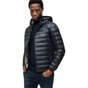 Bleu marine foncé Blauer Doudoune à capuche en polyamide pour homme, matelassée, idéale pour l'hiver