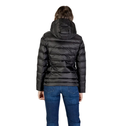 Blauer women black quilted polyamide hooded puffer winter jacket for cold weather protection