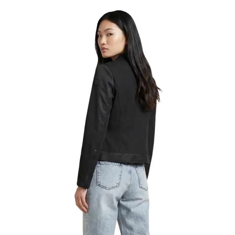 Blauer Blouson aviateur noir pour femme, au design moderne et élégant, orné de coutures discrètes pour un look tendance.