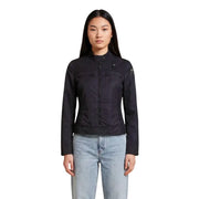 Veste de moto noire G-Star Raw pour femme, avec poches zippées et écussons discrets de la marque, style blazer.
