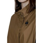 Tan lightweight trench coat with structured collar and button closure in 100 percent cotton for spring summer by blauer women