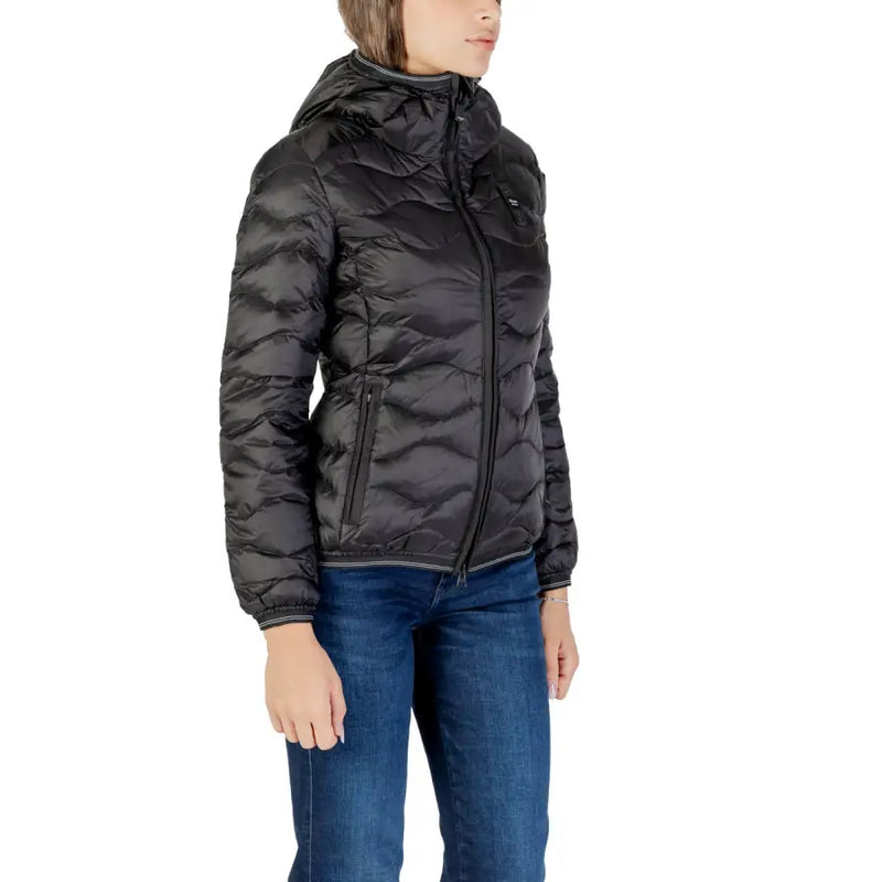 Women’s black hooded puffer jacket with turtleneck from Blauer, made of durable polyamide
