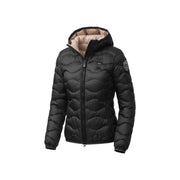 Blauer women nylon hooded blazer black zip black quilted puffer jacket with hood and beige interior lining