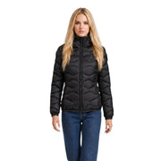 Blauer women’s black nylon quilted puffer jacket with high collar and zipper closure for cold weather