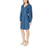 Blue long sleeve denim dress featuring a classic button-down design