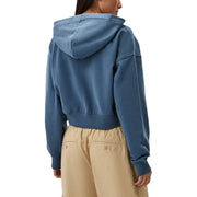Blue cropped zip up hoodie displayed as part of the Blue Cropped Zip Up Hoodie product line