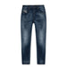 Blue distressed denim jeans displayed in a product image for stylish casual wear