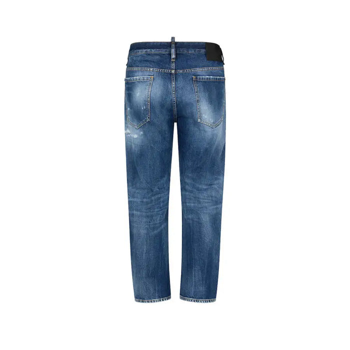 Blue denim jeans displayed as part of the Distressed Denim Shorts With Logo product