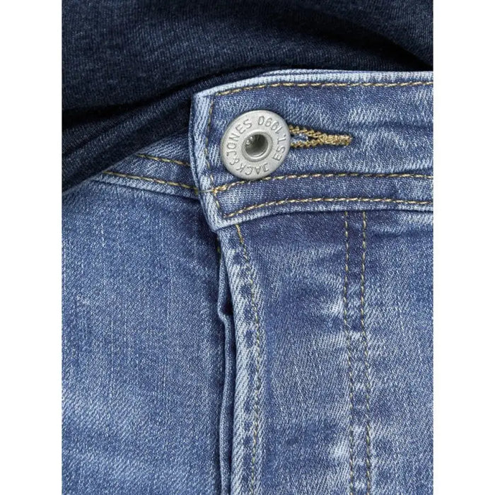 Blue denim jeans with branded button from Jack and Jones Mens Spring Summer collection