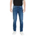 Mens Blue Denim Jeans displayed for sale in a retail store