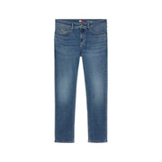 Tommy Hilfiger Mens Blue Jeans with Zip and Button displayed on a neutral background