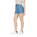 Blue denim paperbag shorts displayed in a product listing