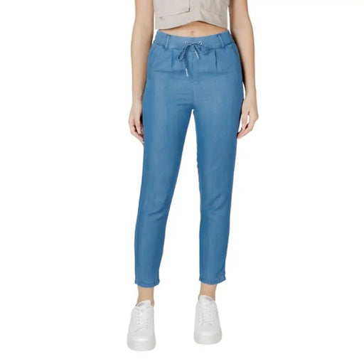 Blue Drawstring Waist Pants with a comfortable and versatile design for casual wear