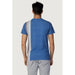 Blue and white color-blocked Trussardi Beachwear men t-shirt displayed from the back